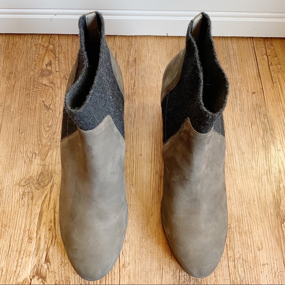 Eileen Fisher Leather Suede Knit Heel Later Bootie - Picture 3 of 9
